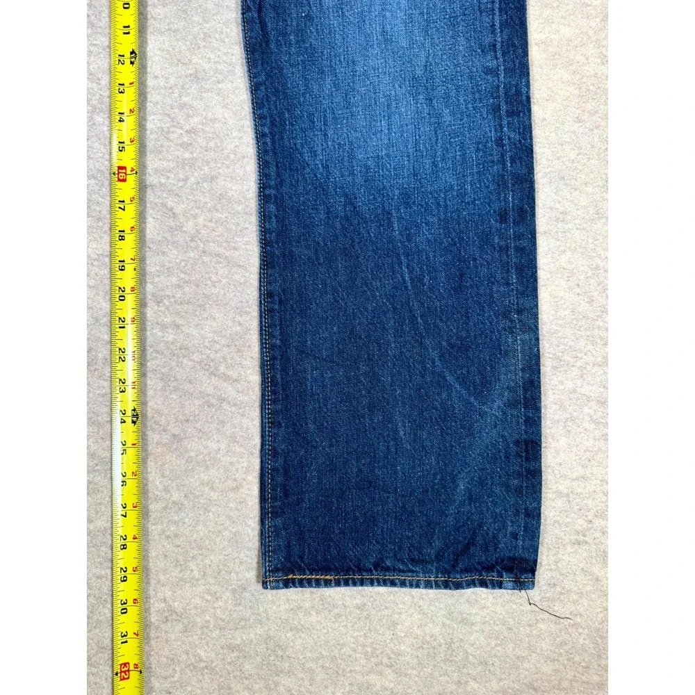 Levis 501 Authentic Jeans Mens 38x30 Blue Denim Mid Rise Straight Leg Button Fly